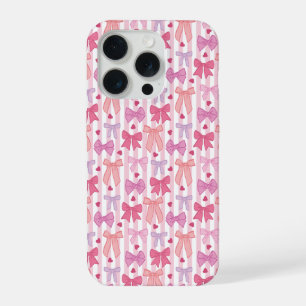 Mädchenhafte Pastell-Schleifen und Streifen iPhone 15 Pro Hülle
