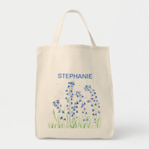 Mädchenhafte pastellblaue Glockenblumen Wasserfarb Tragetasche