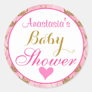 Mädchenhafte Prinzessin Rosa und Gold Glitter Baby Runder Aufkleber
