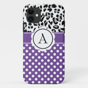 Mädchenhafte Punkte und Tierprint-Monogramm Case-M Case-Mate iPhone Hülle