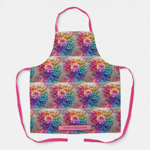 Mädchenhafte Regenbogen-Blumen und Glitter-Tropfen Schürze
