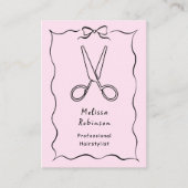 Mädchenhafte rosa Friseurschere & Coquette QR-Code Visitenkarte (Vorderseite)