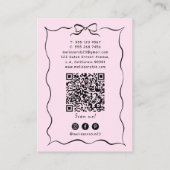 Mädchenhafte rosa Friseurschere & Coquette QR-Code Visitenkarte (Rückseite)