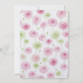 Mädchenhafte rosa Ranunculus-Blumen Geburtstag Einladung (Rückseite)