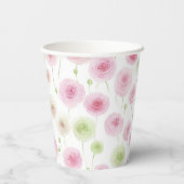Mädchenhafte rosa Ranunculus-Blumen Geburtstag Pappbecher (Rückseite)
