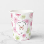 Mädchenhafte rosa Ranunculus-Blumen Geburtstag Pappbecher (Vorderseite)