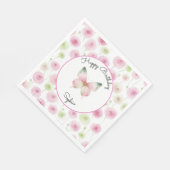 Mädchenhafte rosa Ranunculus-Blumen Geburtstag Serviette (Ecke)
