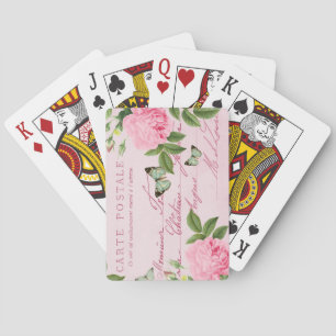 Mädchenhafte rosa Vintage-Rosen-Spielkarten Spielkarten