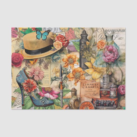 Mädchenhafte Träumereien Collage Tissue-Papier Seidenpapier (Vorderseite)