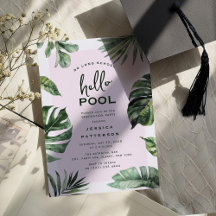 Mädchenhafte tropische Sommer-Abschluss-Poolparty
