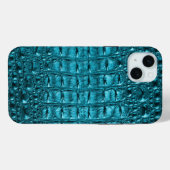 mädchenhafte türkisblaue Alligator Leather Case-Mate iPhone Hülle (Rückseite (Horizontal))