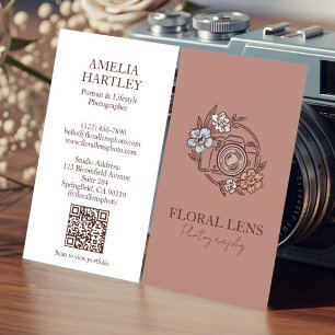 Mädchenhafte Vintage Blumen Kamera Fotografin Gesc Visitenkarte