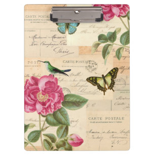 Mädchenhafte Vintage-Klemmbrett mit Rosen und Schm Klemmbrett