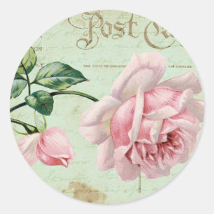 Mädchenhafte Vintage-Rosen Elegantes Florales Land Runder Aufkleber