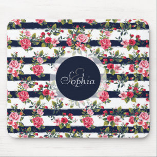 Mädchenhafte vintage Rosen florale Wasserfarbe Str Mousepad