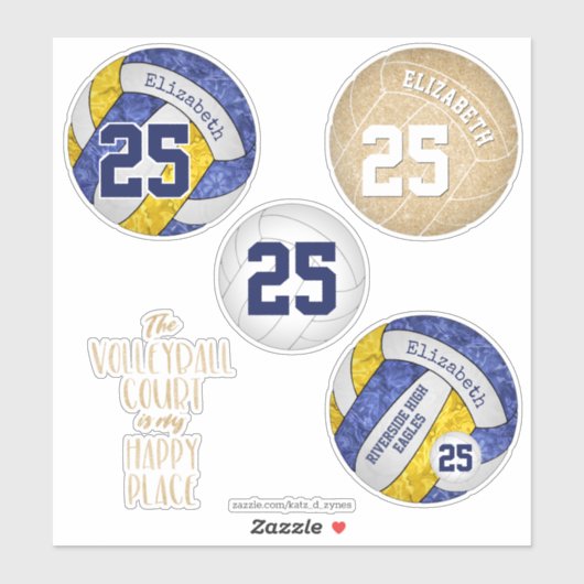 mädchenhafte Volleyballmannschaftsfarben plus Set  Aufkleber (Blatt)