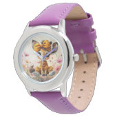 Mädchenhafter Giraff mit gepunkteter Schleife Armbanduhr (Schrägansicht)
