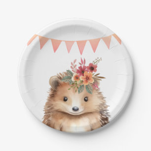 Mädchenhafter Igel, Kindergeburtstag Pappteller