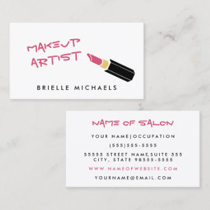 Mädchenhafter Mod-Pink-Lippenstift-Makeup-Artist Visitenkarte
