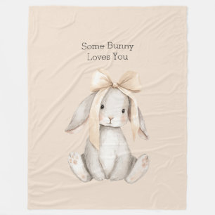 Mädchenhafter Pfirsich-Bogen Some Bunny liebt dich Fleecedecke