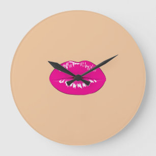 Mädchenhafter Trendiger Lippen,Kuss Große Wanduhr