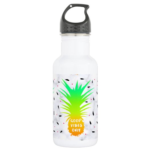 mädchenhafter tropischer Ananas-weißer Marmor Trinkflasche (Vorderseite)