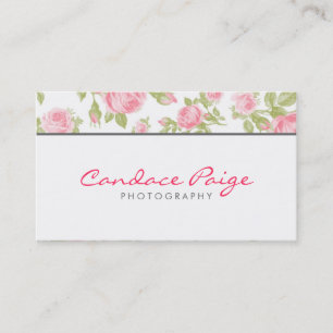 Mädchenhafter Vintage-Rosen-Blumenprint Visitenkarte