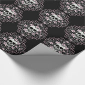 Mädchenhafter Vintage-Totenkopf Geschenkpapier (Ecke)