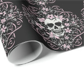 Mädchenhafter Vintage-Totenkopf Geschenkpapier (Rolleneckpunkt)