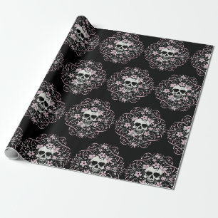 Mädchenhafter Vintage-Totenkopf Geschenkpapier