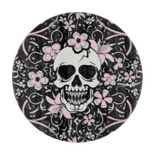 Mädchenhafter Vintage-Totenkopf Schneidebrett