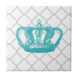 MÄDCHENHAFTES AQUA-VINTAGE-KRONEN-GRAU-VIERPASS-MU FLIESE