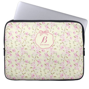 Mädchenhaftes Blumen Gelb Rosa Schleife Kokette Mo Laptopschutzhülle