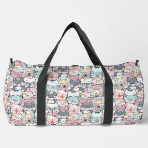 Mädchenhaftes Cartoon-Doodle-Design Duffle Bag