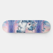 Mädchenhaftes Einhorn Feenstaub Rosa Schimmer Blau Skateboard (Horizontal)