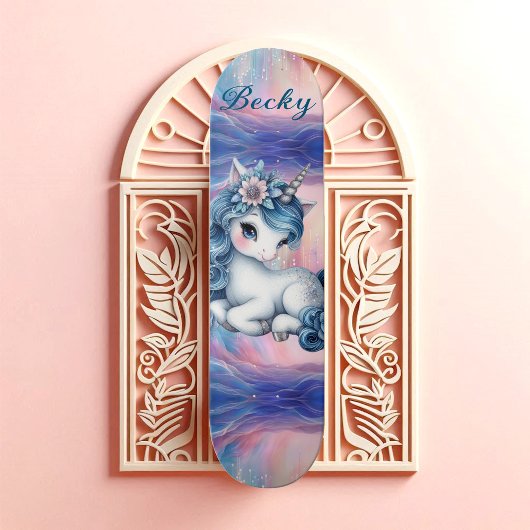 Mädchenhaftes Einhorn Feenstaub Rosa Schimmer Blau Skateboard