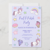 mädchenhaftes Einhorn- und Regenbogengeburtstag Einladung (Vorderseite)