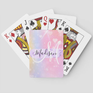 Mädchenhaftes, farbenfrohes Einhorn-Regenbogen-Her Spielkarten