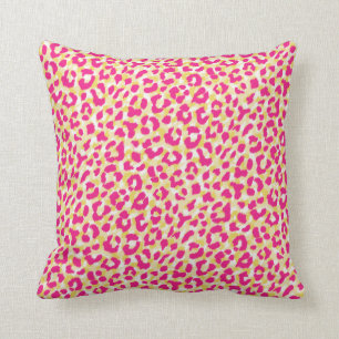 Mädchenhaftes, farbenfrohes, rosa Gepard-Druck-Mon Kissen