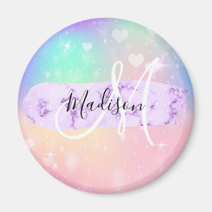 Mädchenhaftes Farbige Einhorn Regenbogen Herzen Mo Magnet