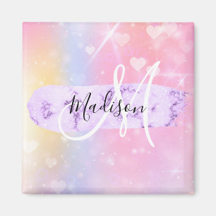 Mädchenhaftes Farbige Einhorn Regenbogen Herzen Mo Magnet
