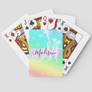Mädchenhaftes Farbige Einhorn Regenbogen Herzen Mo Spielkarten