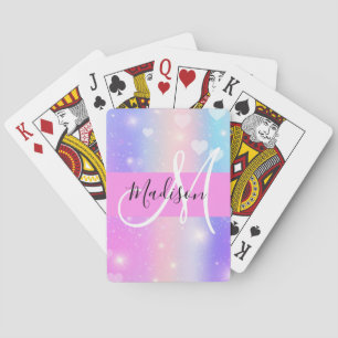 Mädchenhaftes Farbige Einhorn Regenbogen Herzen Mo Spielkarten