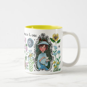 Mädchenhaftes Feld Blumen Tier   Tasse