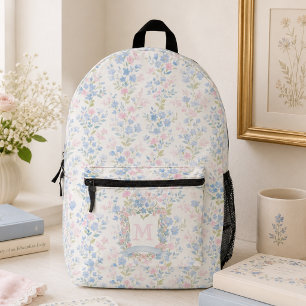 Mädchenhaftes florales Monogramm Bedruckter Rucksack