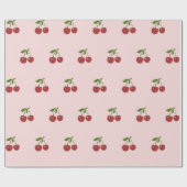Mädchenhaftes Fruchtmuster Pastellrosa & Rote Kirs Geschenkpapier (Flach)