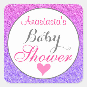 Mädchenhaftes & glamouröses Ombre Lila Rosa Glitte Quadratischer Aufkleber