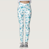 Mädchenhaftes hellblaues Schmetterlingsmuster whim Leggings (Vorderseite)