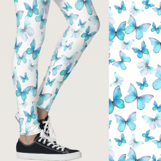 Mädchenhaftes hellblaues Schmetterlingsmuster whim Leggings