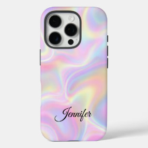 Mädchenhaftes, lebendiges, pastellfarbenes hologra iPhone 16 pro hülle